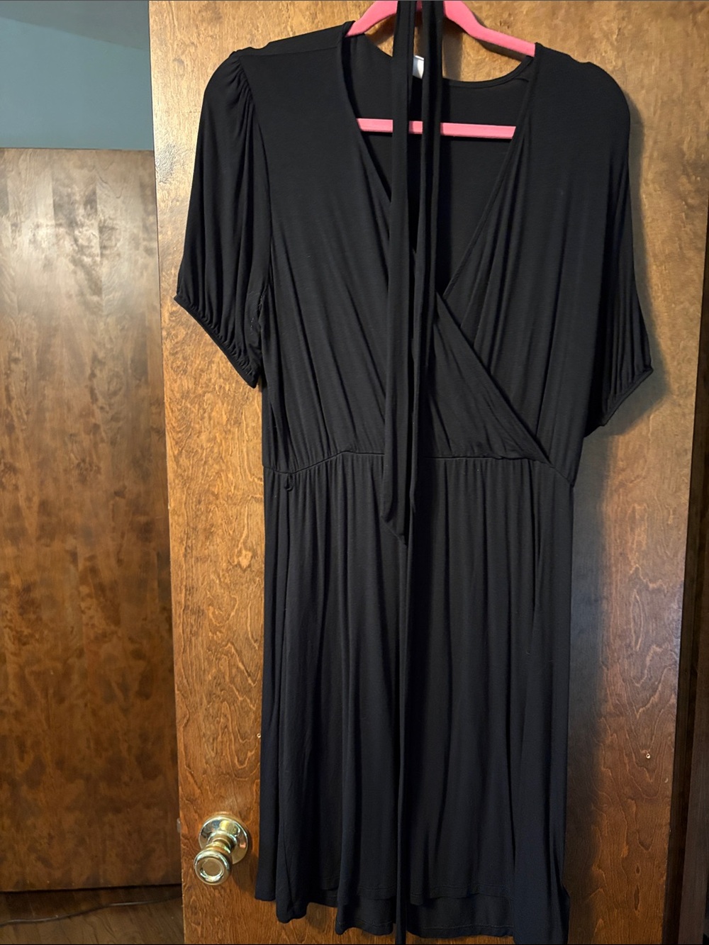 GAP Black Wrap-Front Midi Dress